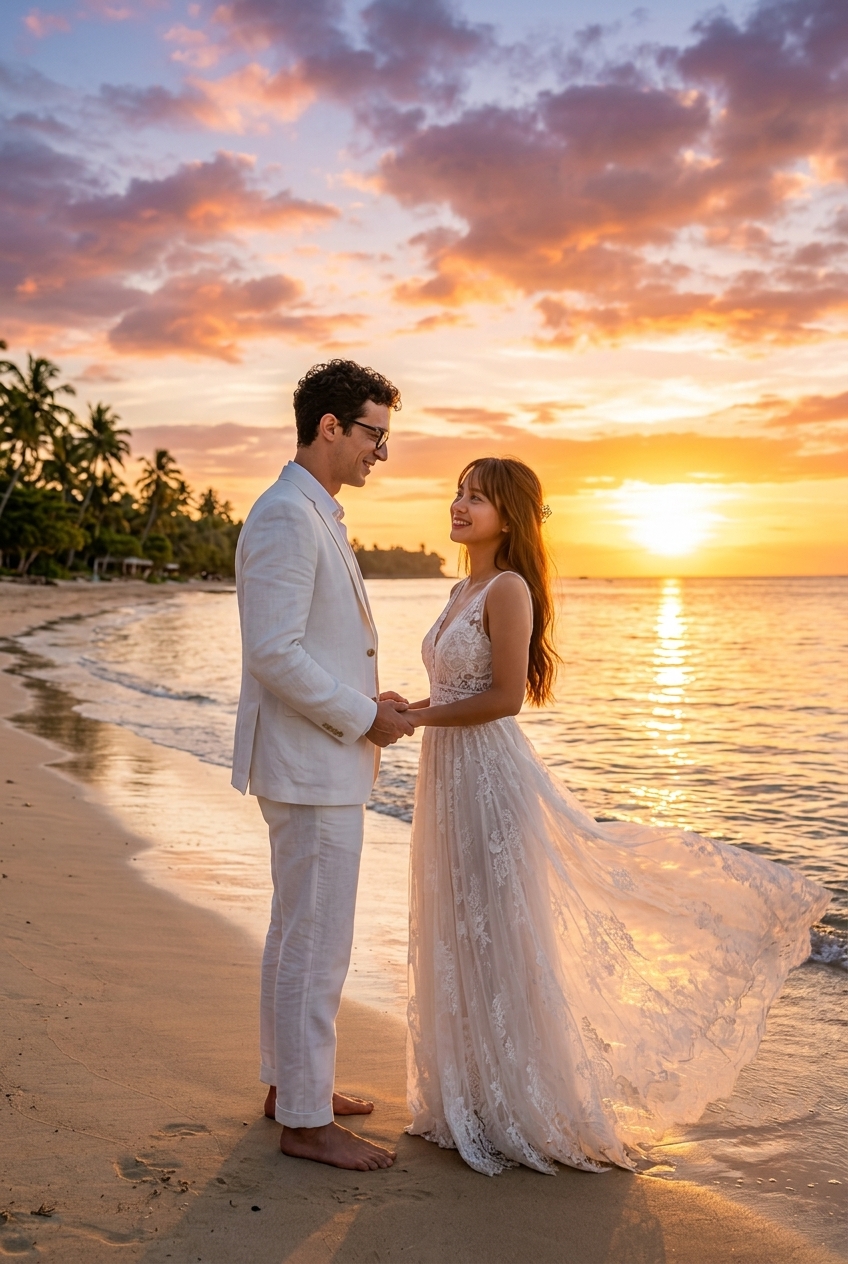 AI 生成的 3D 情侣展示盒婚照