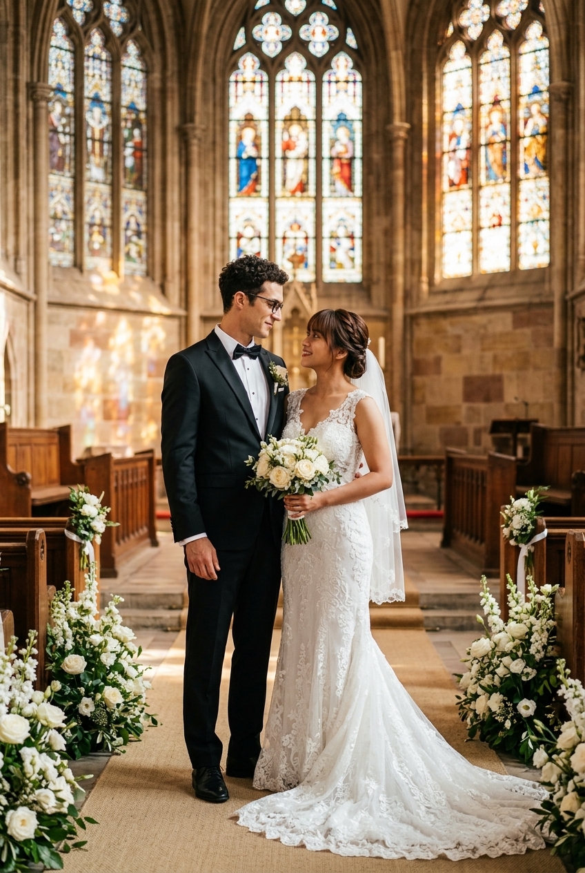 AI 生成的浪漫求婚合照